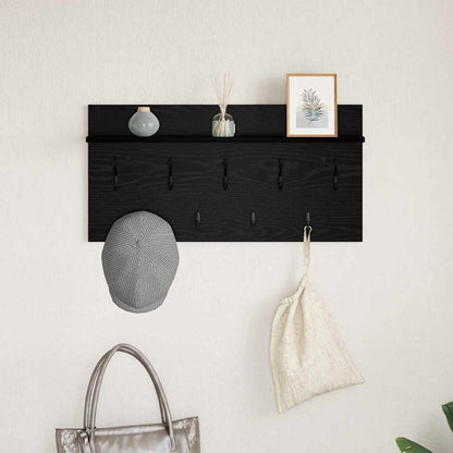 Wandgemonteerde kapstok Muurmontage Zwart Eiken 80 x 40 x 12 cm