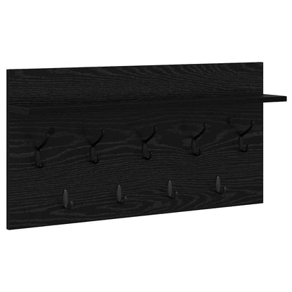 Wandgemonteerde kapstok Muurmontage Zwart Eiken 80 x 40 x 12 cm