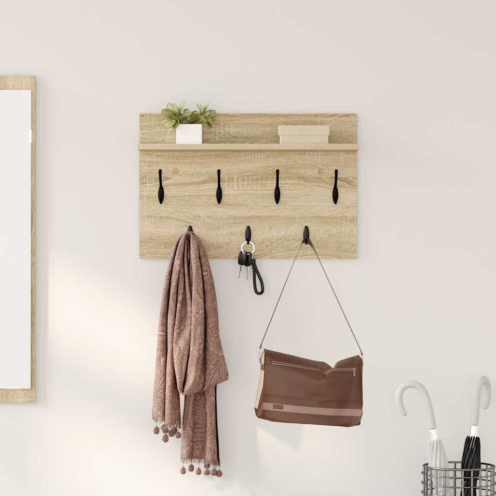 Wandgemonteerde kapstok met plank Sonoma eiken 80 x 40 x 12 cm