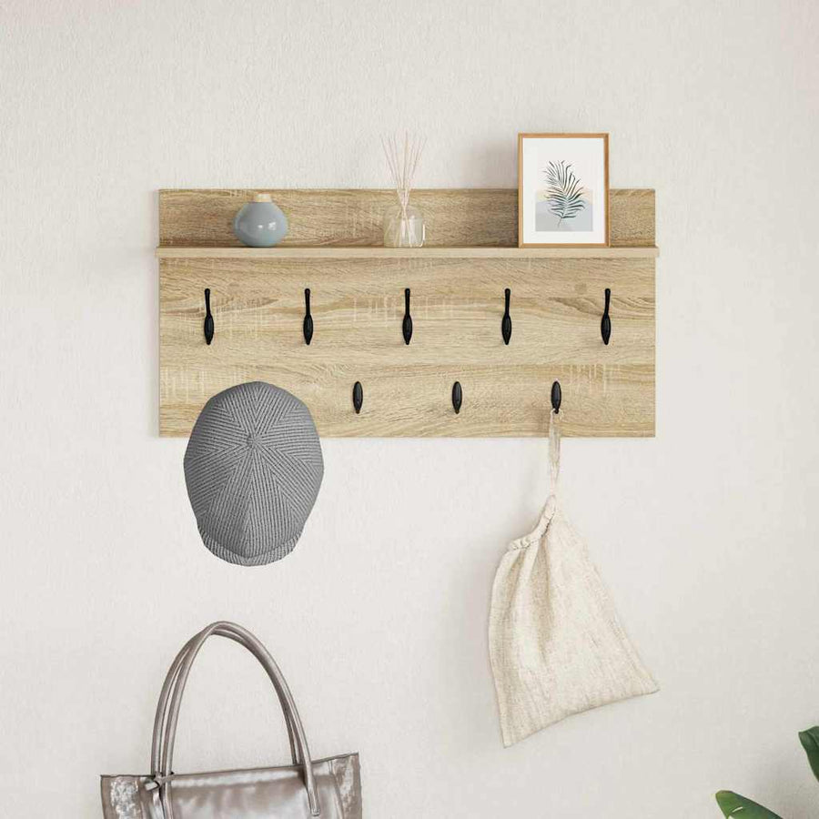 Wandgemonteerde kapstok met plank Sonoma eiken 80 x 40 x 12 cm