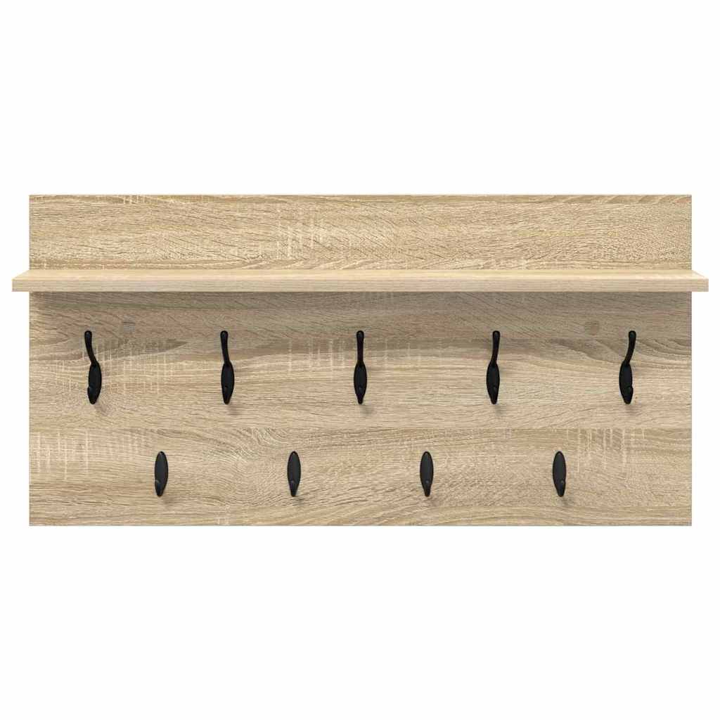 Wandgemonteerde kapstok met plank Sonoma eiken 80 x 40 x 12 cm