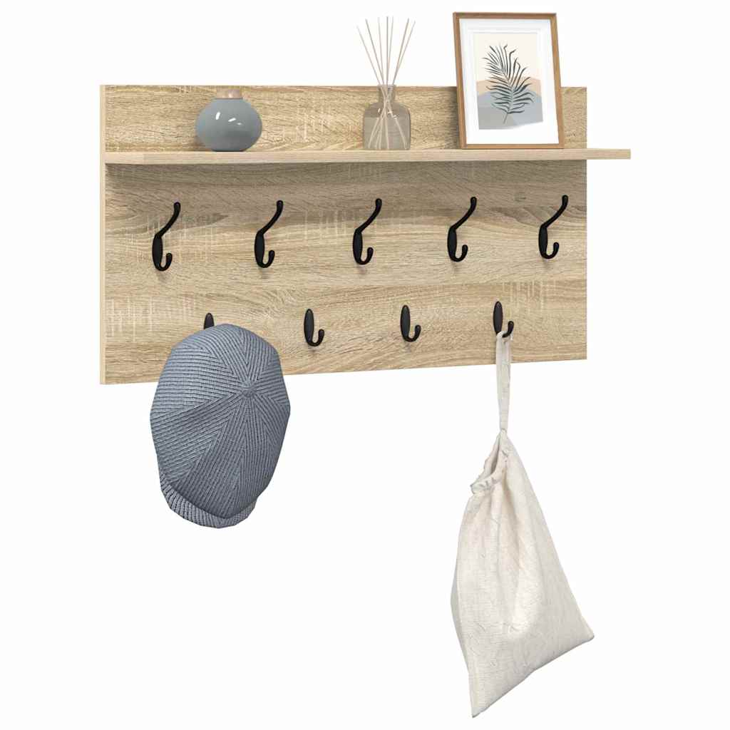 Wandgemonteerde kapstok met plank Sonoma eiken 80 x 40 x 12 cm