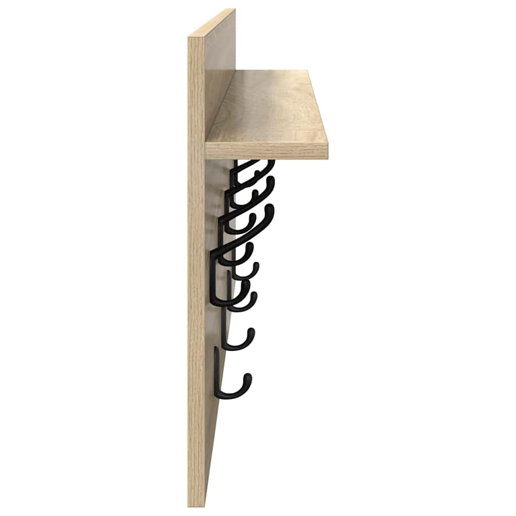 Wandgemonteerde kapstok met plank Sonoma eiken 80 x 40 x 12 cm