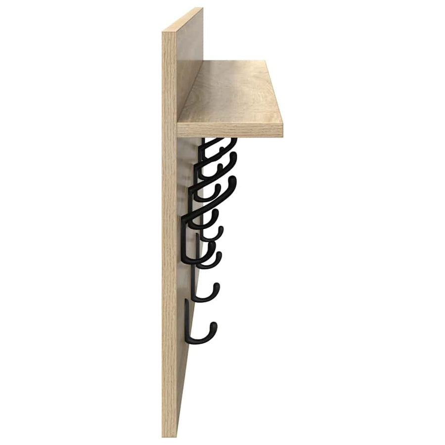 Wandgemonteerde kapstok met plank Sonoma eiken 80 x 40 x 12 cm