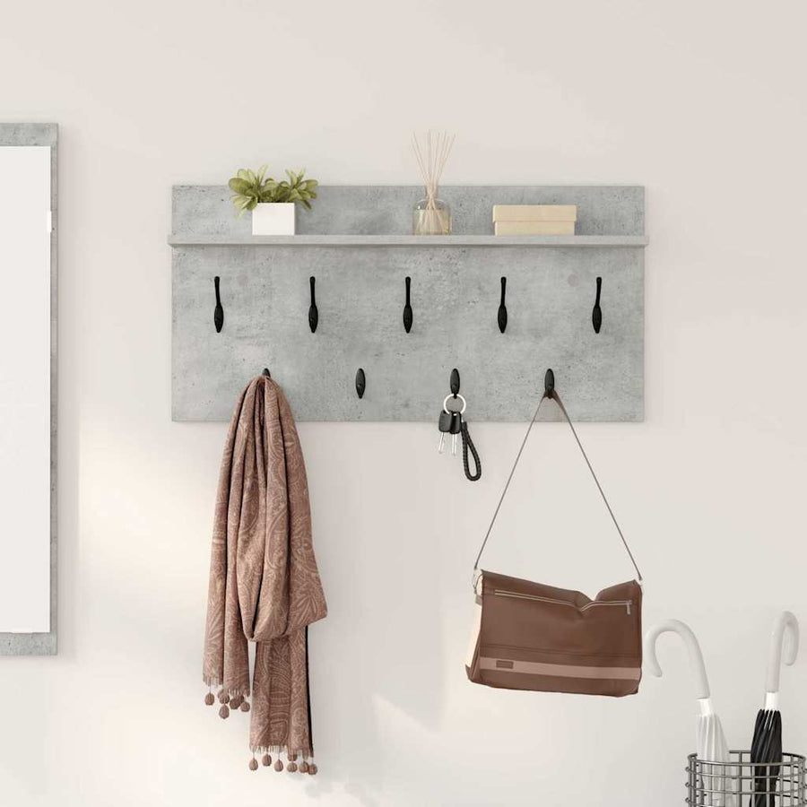 Wandgemonteerde kapstok Betongrijs 80 x 40 x 12 cm Bewerkt hout