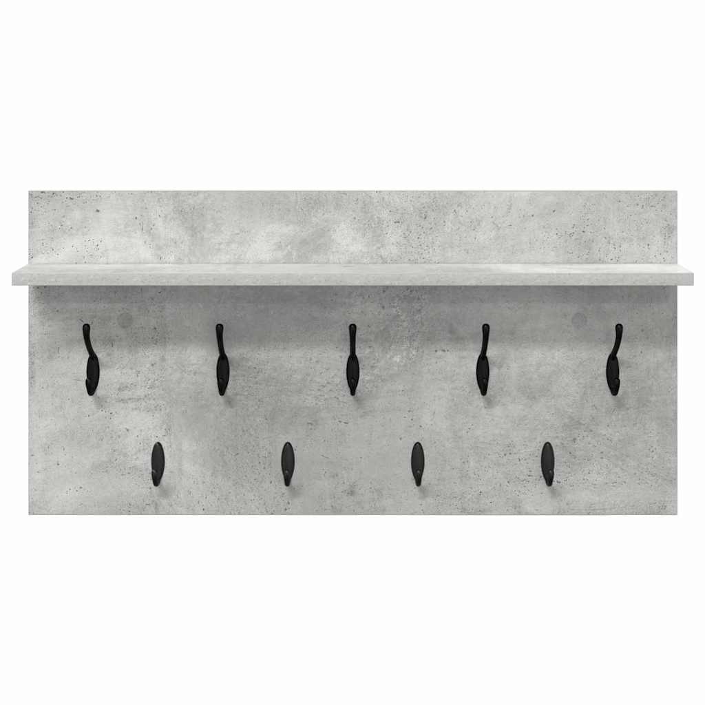 Wandgemonteerde kapstok Betongrijs 80 x 40 x 12 cm Bewerkt hout