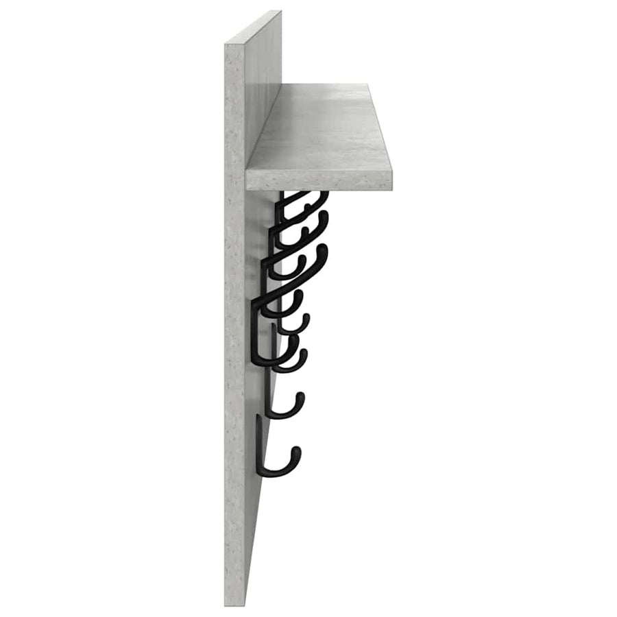 Wandgemonteerde kapstok Betongrijs 80 x 40 x 12 cm Bewerkt hout