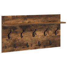 Wandgemonteerde kapstok met plank Gerookt eiken 80 x 40 x 12 cm