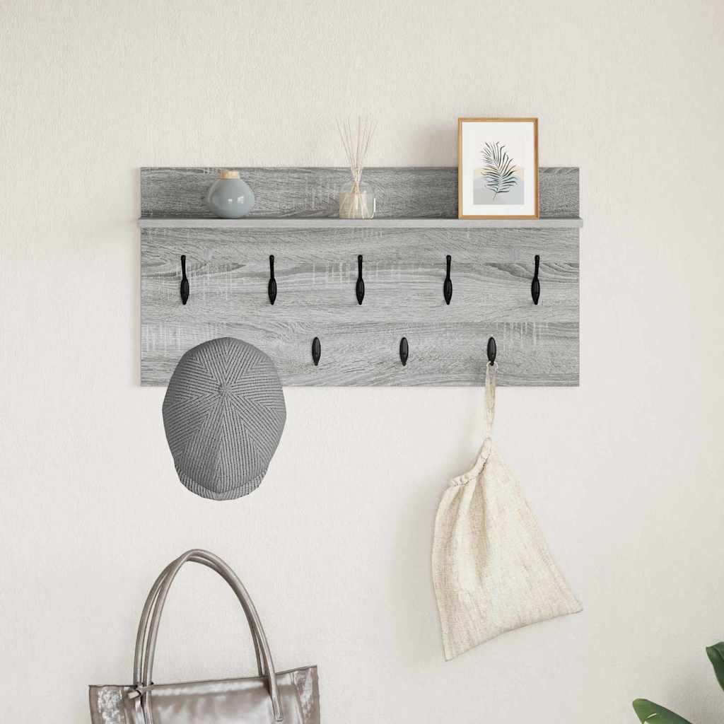 Wandgemonteerde kapstok met plank Grijs Sonoma 80 x 40 x 12 cm
