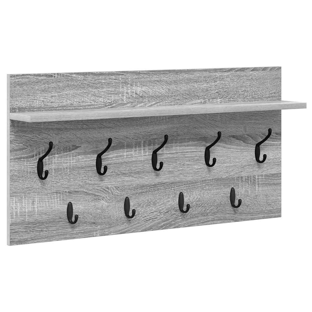 Wandgemonteerde kapstok met plank Grijs Sonoma 80 x 40 x 12 cm