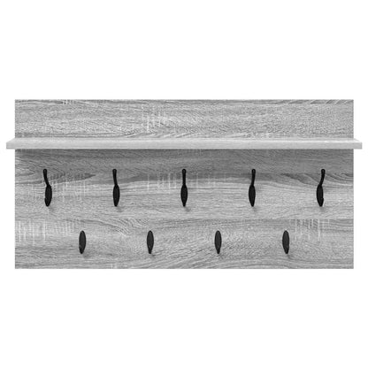 Wandgemonteerde kapstok met plank Grijs Sonoma 80 x 40 x 12 cm