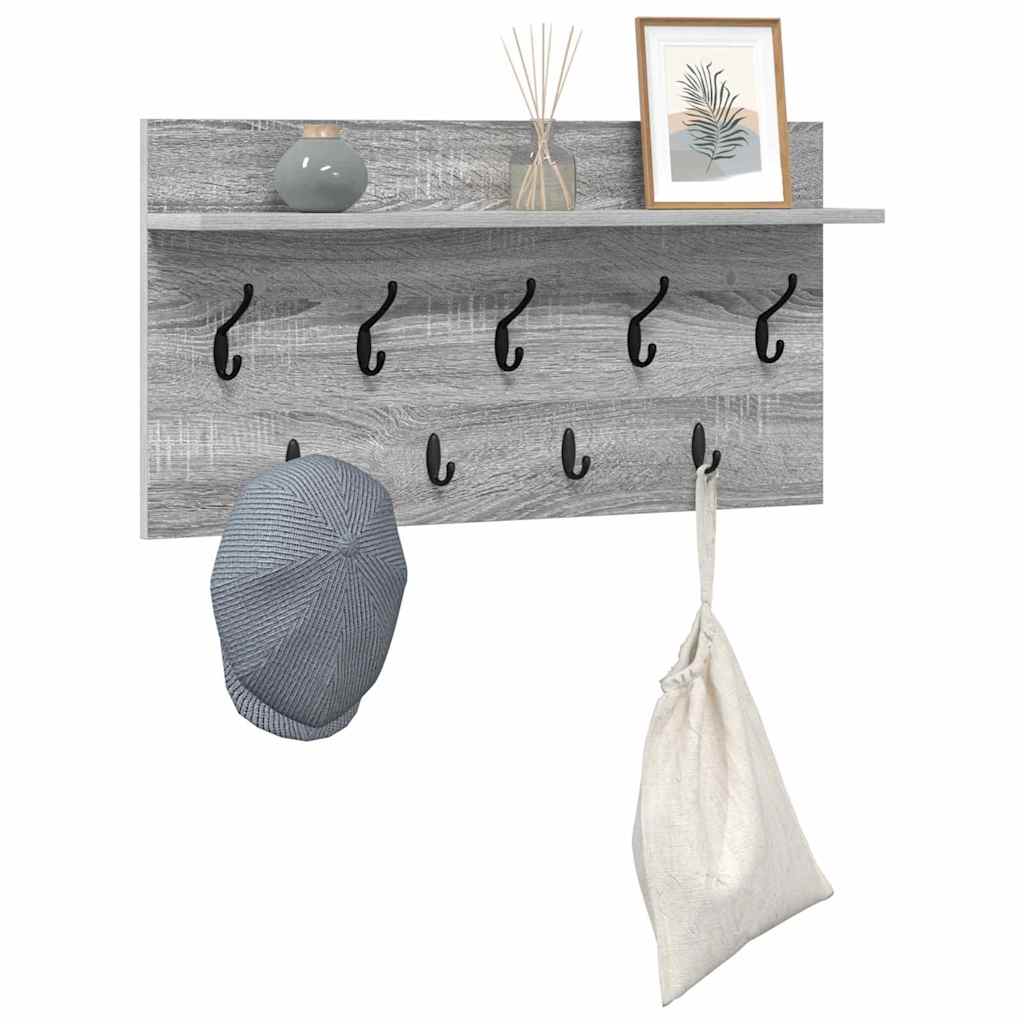 Wandgemonteerde kapstok met plank Grijs Sonoma 80 x 40 x 12 cm
