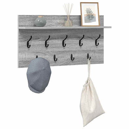 Wandgemonteerde kapstok met plank Grijs Sonoma 80 x 40 x 12 cm
