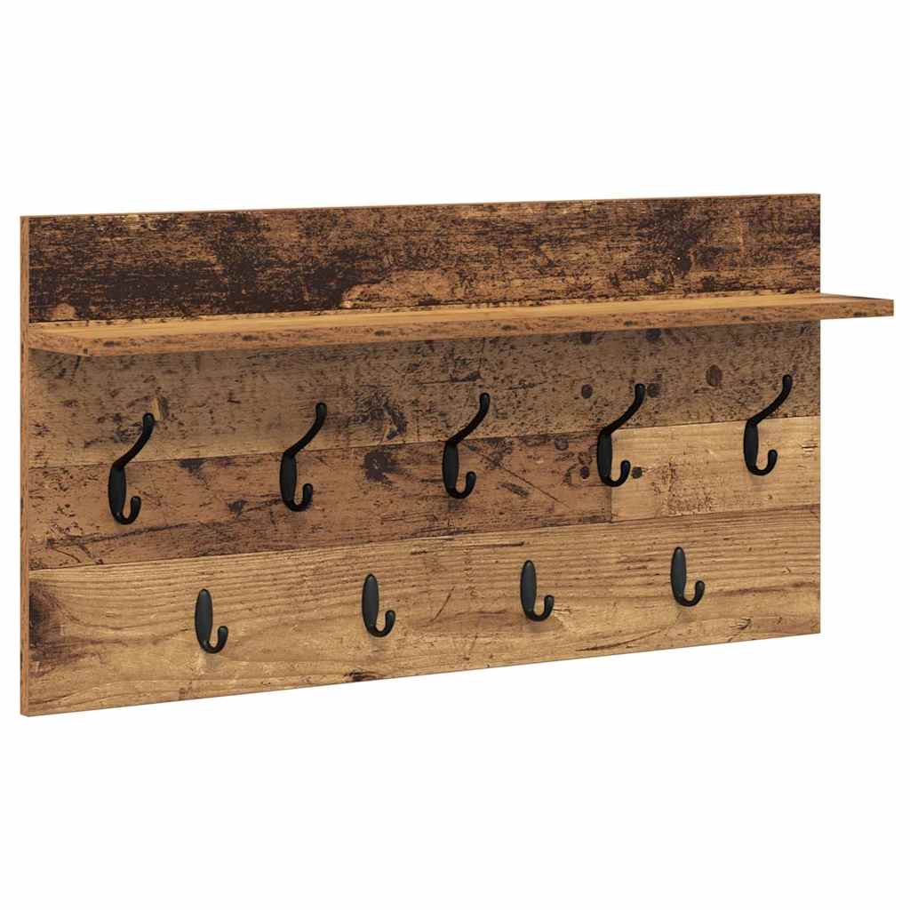 Wandgemonteerde Kapstok Oudhout 80 X 40 X 12 Cm Bewerkt Hout