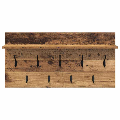 Wandgemonteerde Kapstok Oudhout 80 X 40 X 12 Cm Bewerkt Hout