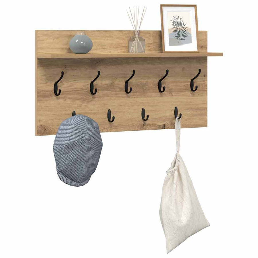 Wandgemonteerde Kapstok Met Plank Artisan Eiken 80 x 40 x 12 cm