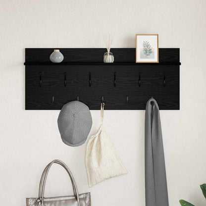Wandgemonteerde Kapstok Met Plank Zwart Eiken 100 X 40 X 12 Cm