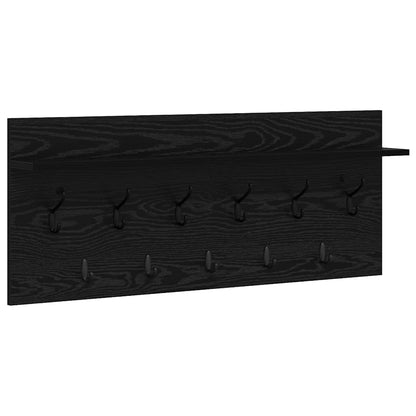 Wandgemonteerde Kapstok Met Plank Zwart Eiken 100 X 40 X 12 Cm