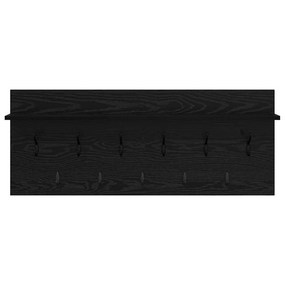 Wandgemonteerde Kapstok Met Plank Zwart Eiken 100 X 40 X 12 Cm