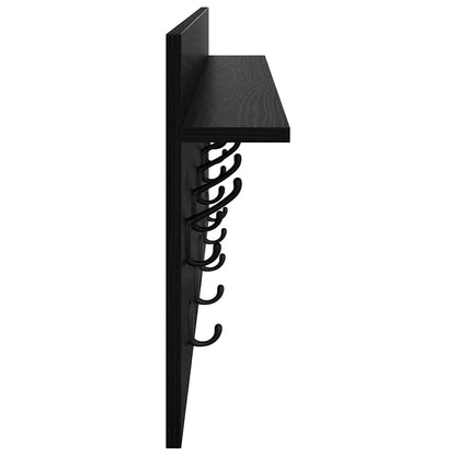 Wandgemonteerde Kapstok Met Plank Zwart Eiken 100 X 40 X 12 Cm