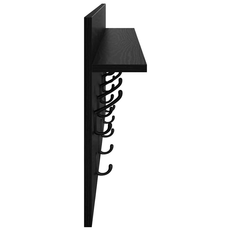 Wandgemonteerde Kapstok Met Plank Zwart Eiken 100 X 40 X 12 Cm