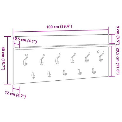Wandgemonteerde Kapstok 100 x 40 x 12 cm