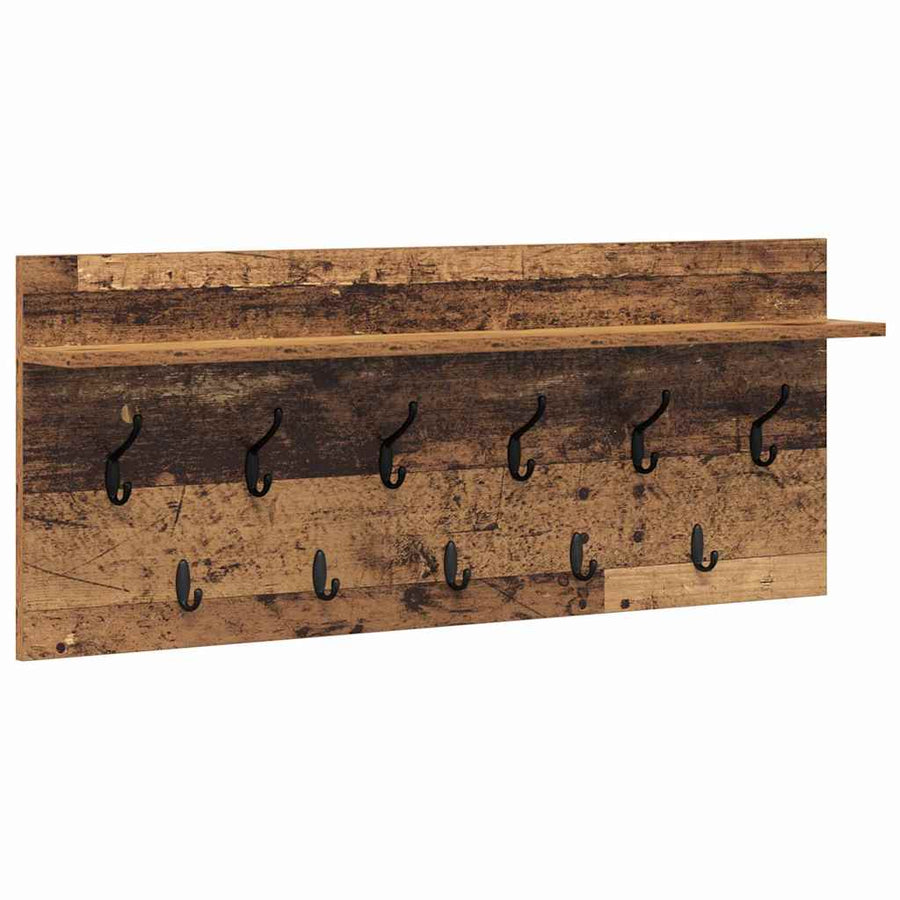 Wandgemonteerde Kapstok Oudhout Bewerkt Hout 100 x 40 x 12 cm