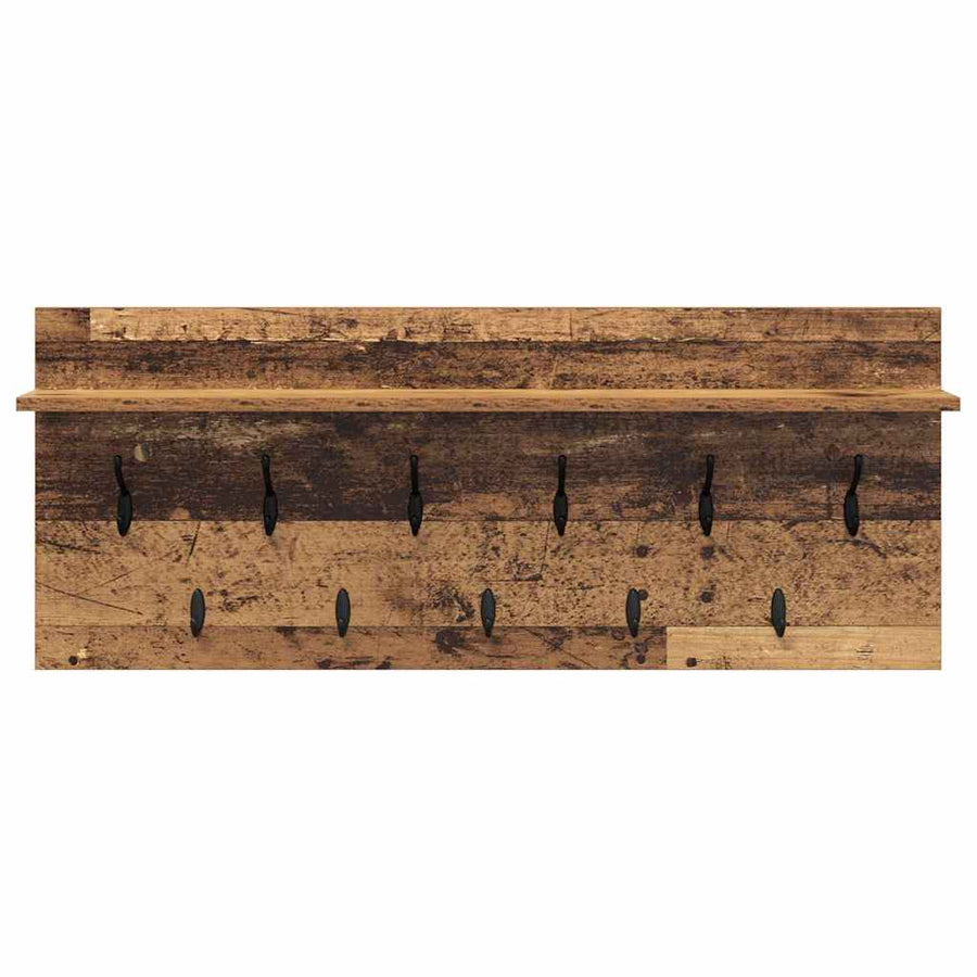 Wandgemonteerde Kapstok Oudhout Bewerkt Hout 100 x 40 x 12 cm