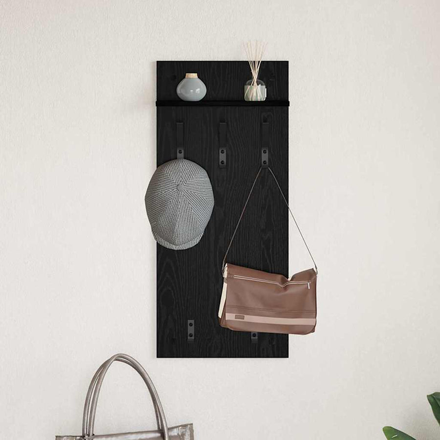 Wandgemonteerde kapstok met plank Zwart eiken 90 x 40 x 10 cm