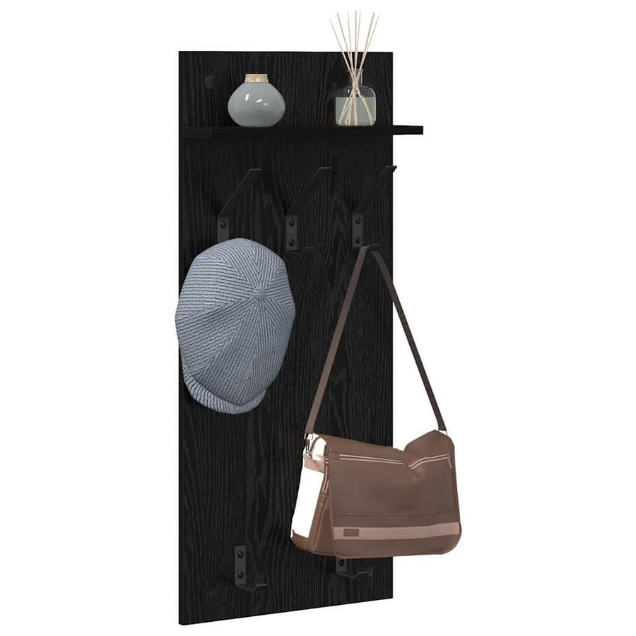 Wandgemonteerde kapstok met plank Zwart eiken 90 x 40 x 10 cm