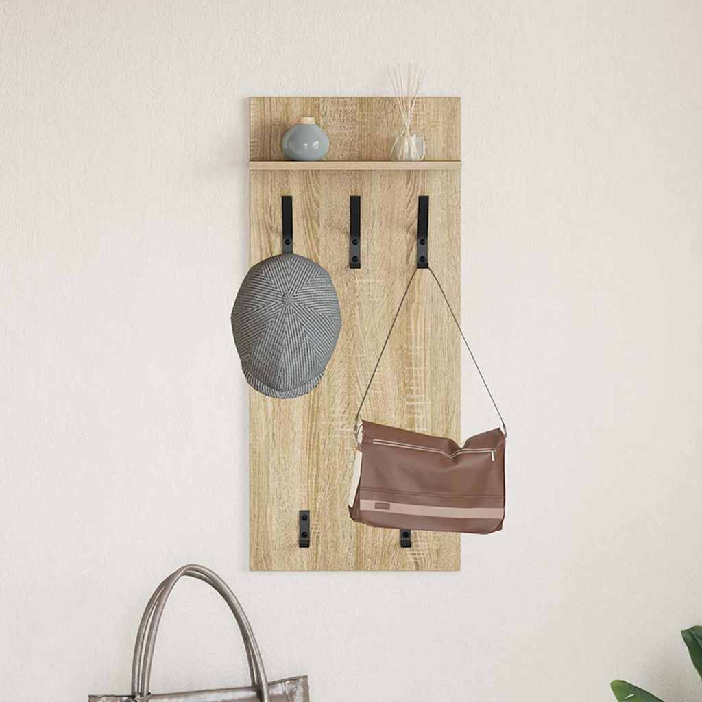 Wandgemonteerde kapstok met plank Sonoma eiken 90 x 40 x 10 cm