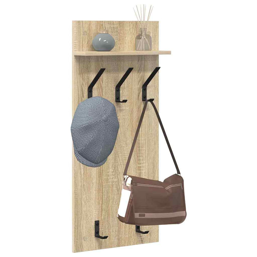 Wandgemonteerde kapstok met plank Sonoma eiken 90 x 40 x 10 cm
