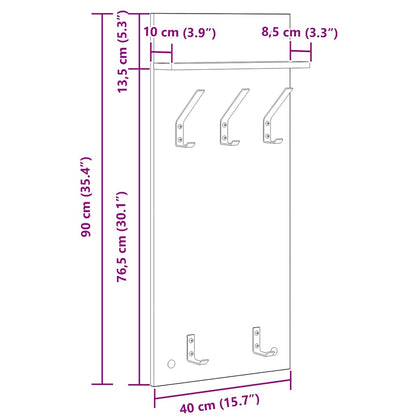 Wandgemonteerde Kapstok Met Plank Beton Grijs 40 X 10 X 90 Cm Betongrijs