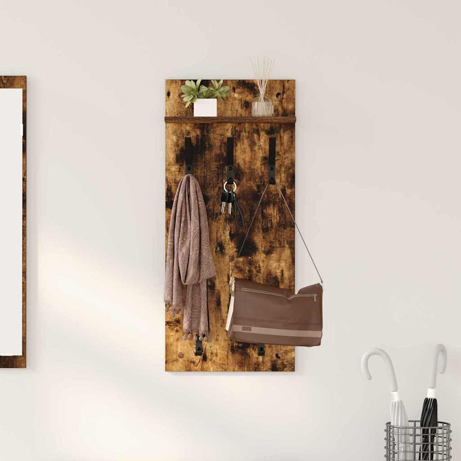 Wandgemonteerde Kapstok Met Plank 40 X 10 X 90 Cm Gerookt eiken