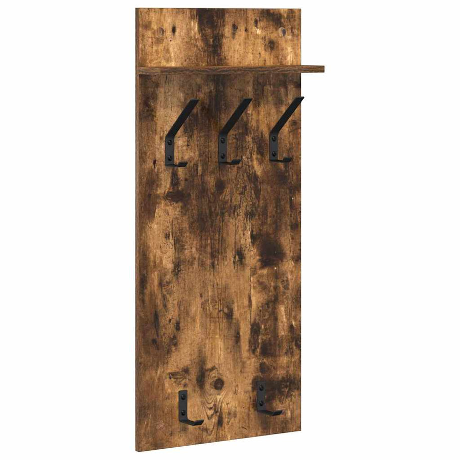 Wandgemonteerde Kapstok Met Plank 40 X 10 X 90 Cm Gerookt eiken