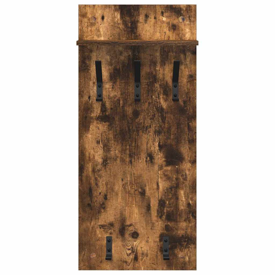 Wandgemonteerde Kapstok Met Plank 40 X 10 X 90 Cm Gerookt eiken