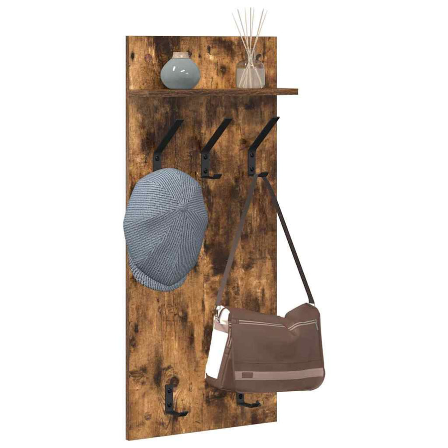 Wandgemonteerde Kapstok Met Plank 40 X 10 X 90 Cm Gerookt eiken