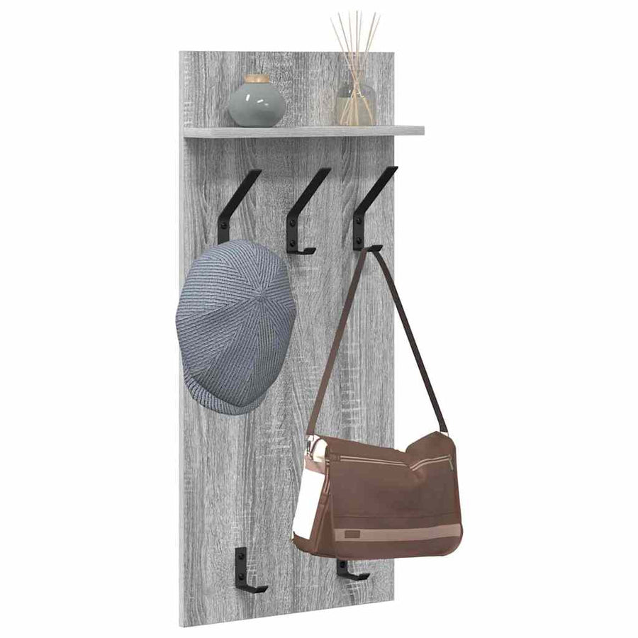 Wandgemonteerde Kapstok Met Plank 40 X 10 X 90 Cm Grijs sonoma