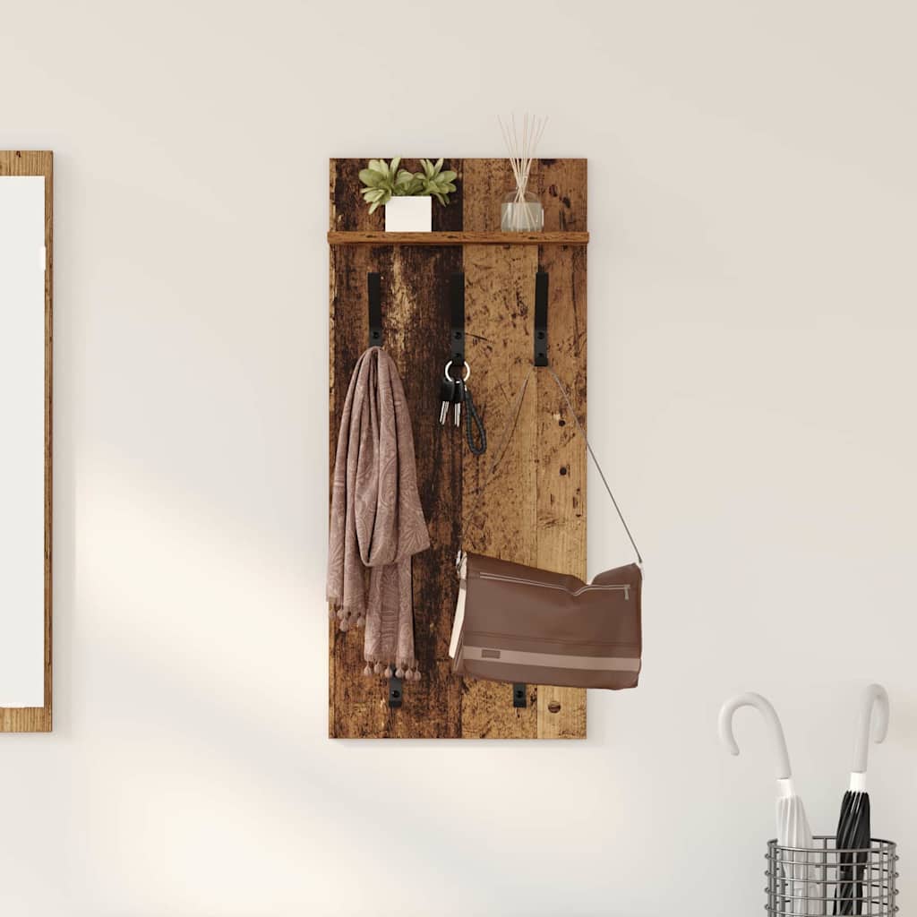 Wandgemonteerde kapstok Oud hout 90 x 40 x 10 cm Bewerkt hout