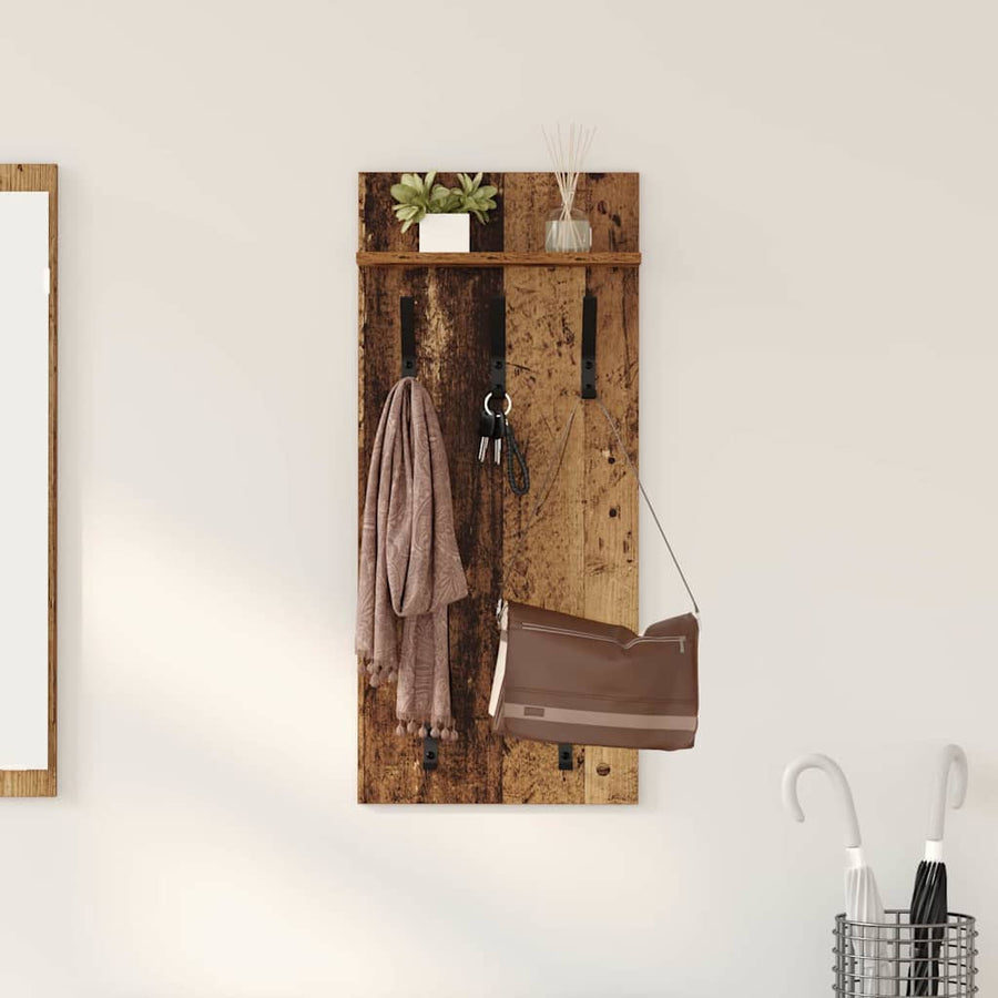 Wandgemonteerde kapstok Oud hout 90 x 40 x 10 cm Bewerkt hout