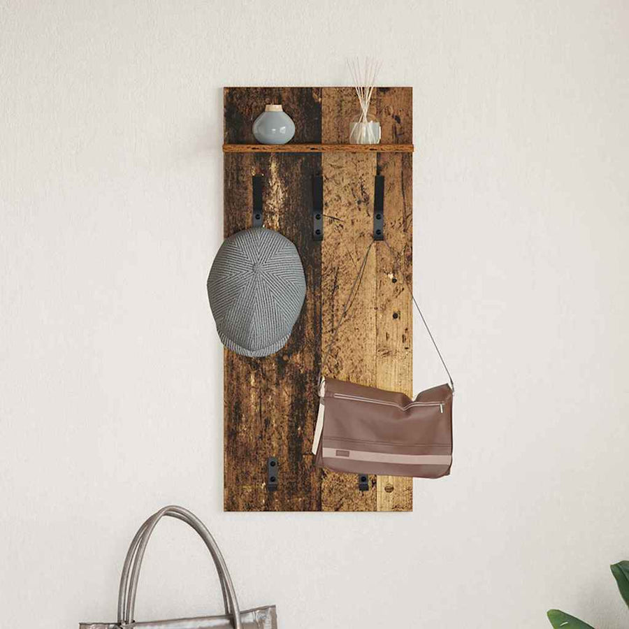 Wandgemonteerde kapstok Oud hout 90 x 40 x 10 cm Bewerkt hout