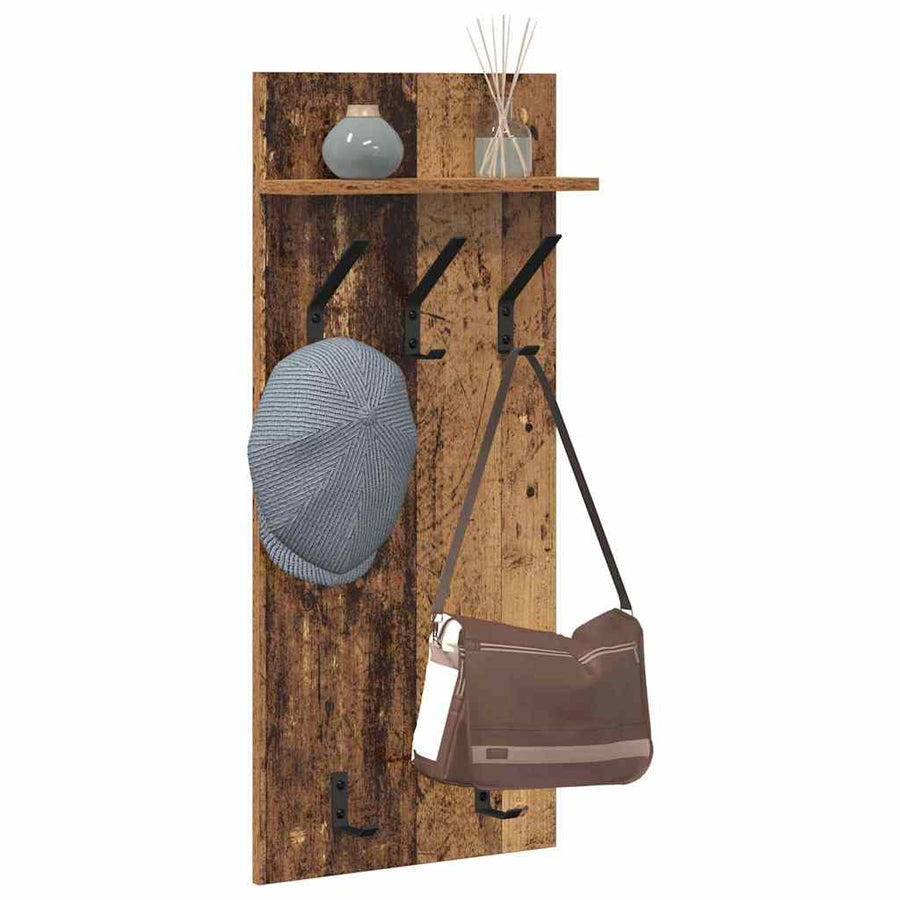 Wandgemonteerde kapstok Oud hout 90 x 40 x 10 cm Bewerkt hout