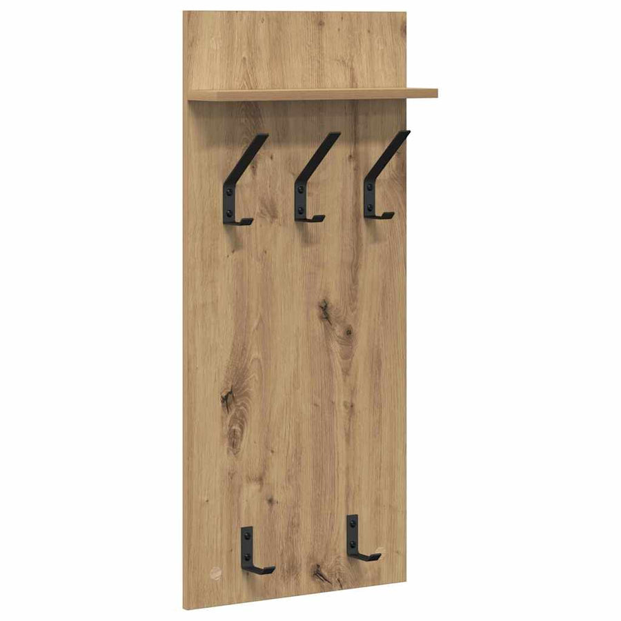 Wandgemonteerde Kapstok 90 X 40 X 10 Cm artisanaal eikenkleurig