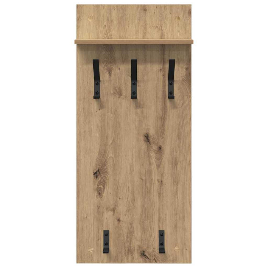 Wandgemonteerde Kapstok 90 X 40 X 10 Cm artisanaal eikenkleurig