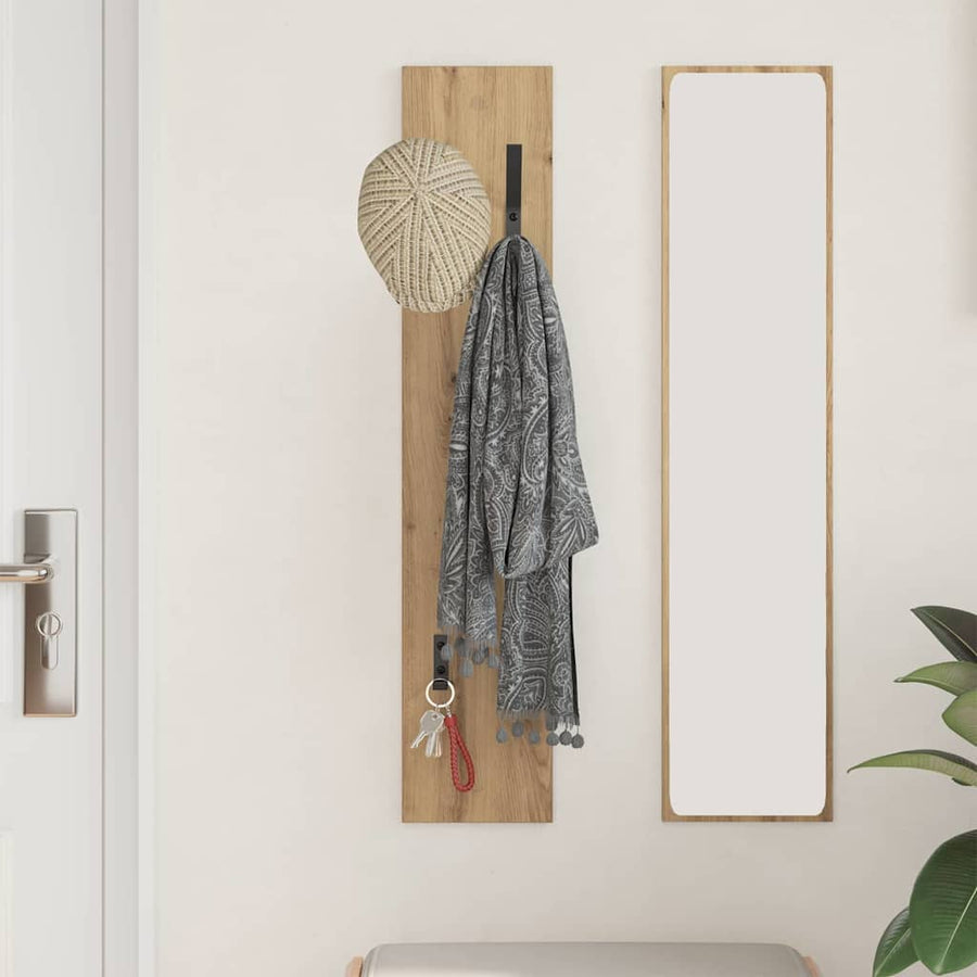 Wandgemonteerde kapstok Wandgemonteerd artisanaal eikenkleurig