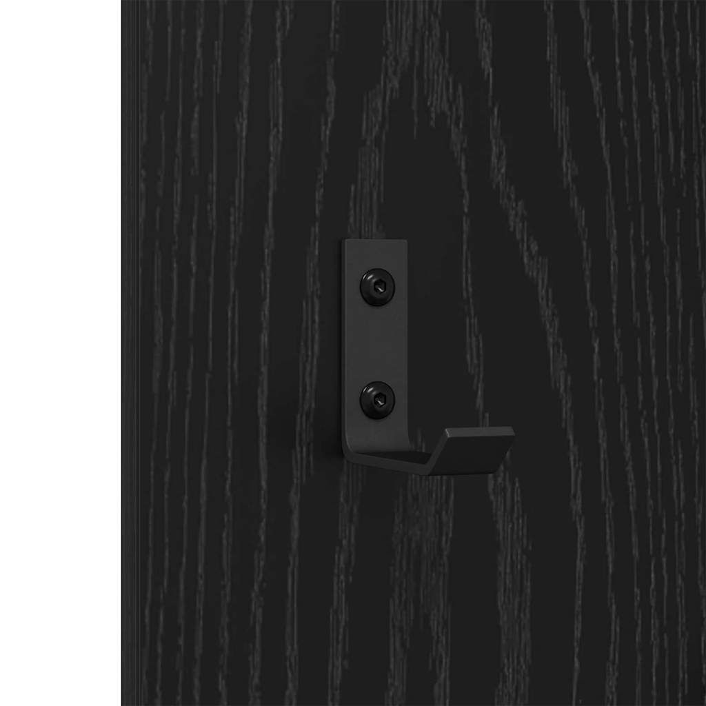 Wandgemonteerde kapstok Zwart eiken 30 x 1.5 x 80 cm