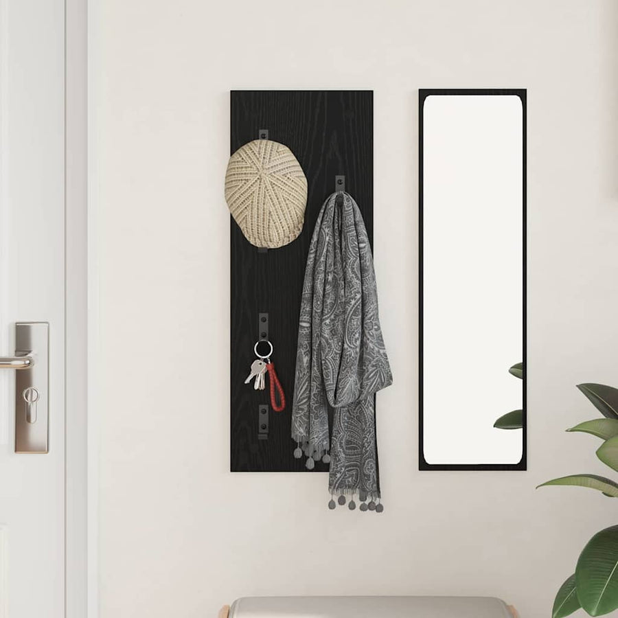 Wandgemonteerde kapstok Zwart eiken 30 x 1.5 x 80 cm