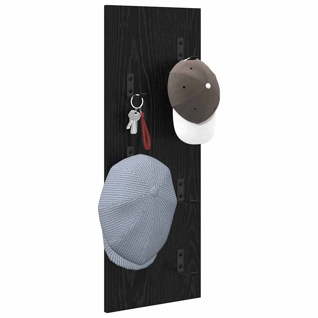 Wandgemonteerde kapstok Zwart eiken 30 x 1.5 x 80 cm