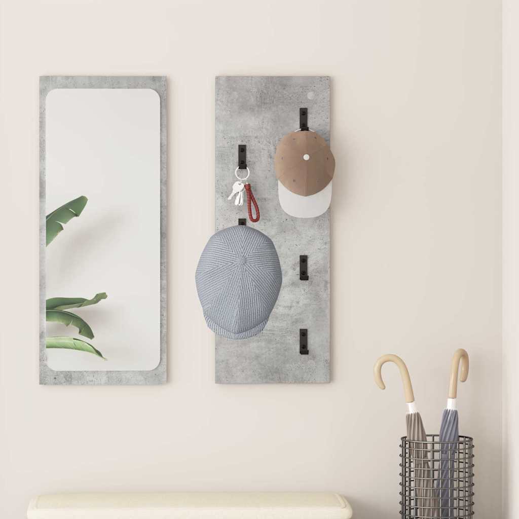 Wandgemonteerde kapstok met opslag Beton Grijs 30 x 1,5 x 80 cm