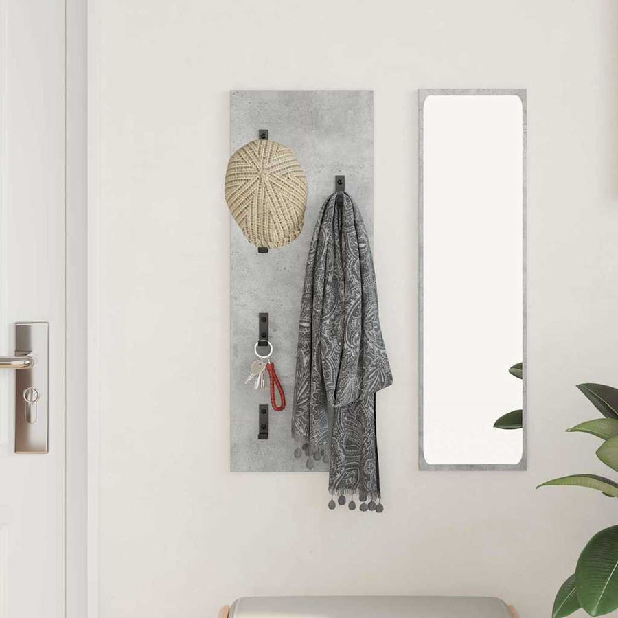 Wandgemonteerde kapstok met opslag Beton Grijs 30 x 1,5 x 80 cm